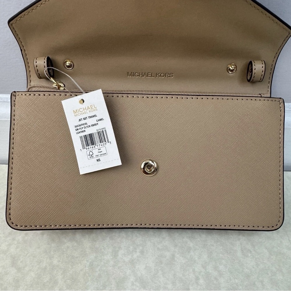 Michael Kors Wallet Camel Jet Set Travel Leather‎ Envelope Continental Flap NWT - Picture 3 of 10